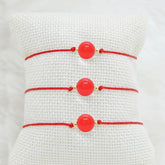 Libela Set de 3 Pulseras de Ágata Roja – Joyería Artesanal en Hilo Encerado Ajustable para Hombre y Mujer